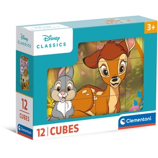 Clementoni Disney Classics 12 Würfel Puzzle Kinder - Geschicklichkeitsspiel für Kinder ab 3 Jahren - Sensorik- & Motorikspielzeug Disney Puzzle 41196