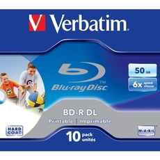 Verbatim BD-R Dual Layer Blu-ray Rohlinge 50 GB, Blu-ray-Disc mit 6-facher Schreibgeschwindigkeit, mit Kratzschutz, 10er-Pack Jewel Case, Blu-ray-Disks für Video- und Audiodateien