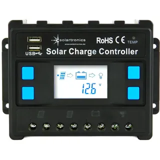 solartronics Laderegler 12V/24V blau 20A 30A 40A 50A 60A Photovoltaik Solarladeregler Solar PV (50A)