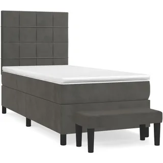 vidaXL Boxspringbett mit Matratze Dunkelgrau 90x200 cm Samt - Grau