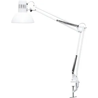 Verstellbare Klemmleuchte mit Schwenkarm für Büro und Schreibtisch – elegante LED-Schreibtischleuchte aus Metall – exklusive LED-Leuchte – weiß Schreibtischleuchte