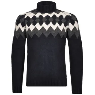 Rundhalspullover RAGMAN, Herren, Gr. 52, blau (marineblau), Strick, 36% Baumwolle 35% Polyacryl 29% Polyester, hoch geschlossener Ausschnitt, Pullover Rundhalspullover