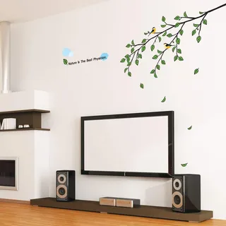 Ambiance Sticker Wandaufkleber-Dekorationsklebstoffe Baum und Vogel Wandtattoo für Baby, Kinderzimmer und Wohnzimmer - H70 x L50 cm