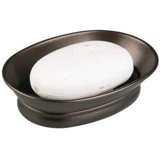 InterDesign York Seifenschale für die Arbeitsplatte, Metall, Seifenhalter für Badezimmer, Dusche, Waschtisch, Legierter Stahl, Bronze, 3.87" x 5.5" x 1.4"