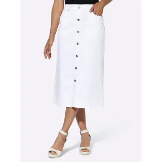Jeansrock INSPIRATIONEN, Damen, Gr. 44, weiß, 97% Baumwolle, 3% Elasthan, unifarben, wadenlang, Röcke Jeansrock