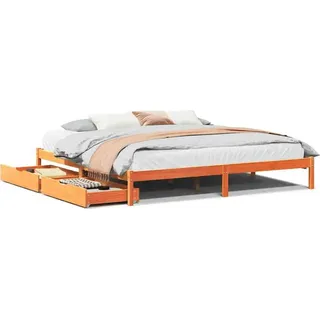 vidaXL Massivholzbett ohne Matratze Wachsbraun 200x200 Kiefernholz - Braun