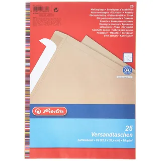 Herlitz Versandtasche C4 90 g Haftklebend, Recyclingpapier, blauer Engel, 25-er Packung, eingeschweißt, braun