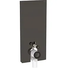 Bild Monolith PLUS Sanitärmodul für Stand-WC, 114cm, Wasseranschluss hinten mittig, mit Anschlussbogen, Farbe: Glas lava, Seite Aluminium schwarzchrom