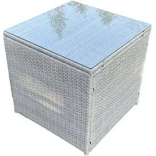 Fimous Beistelltisch Polyrattan Helles Grau 1-teilige , Metall , 65x66x65 cm , Gartenmöbel, Gartentische, Garten-Beistelltische