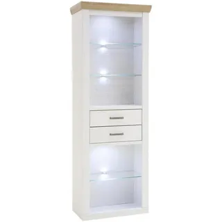 Livetastic Regal , Eichefarben, Pinienfarben , Glas , 3 Fächer , 2 Schublade(n) Schubladen , 73x210x40 cm , Typenauswahl, Beimöbel erhältlich , Wohnzimmer, Regale, Bücherregale
