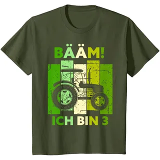 Bääm! Ich Bin 3 DREI Jahre Junge 3. Geburtstag Traktor T-Shirt, Kinder, Olivgrün, 104