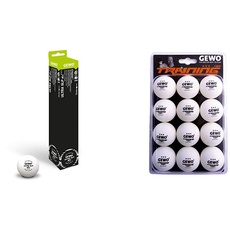 GEWO Ball Ultra SLP 6er ohne Naht/Maximale Rundheit Tischtennisball, Weiß, 40 & Unisex – Erwachsene 3-Stern Tischtennisball im handlichen 12er Pack, Weiß, 40 mm