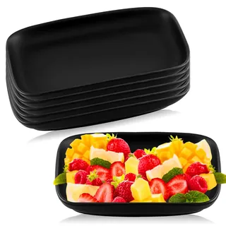 Servierteller - Kuchenteller Schwarz 15.5 X 9.1CM, 6 Stück Vorspeisen Teller, Sushi Teller, Dessertteller, Servierplatten, Frühstücksteller, Kleine Speiseteller, Mezzeteller für Sushi Dessert Kuchen