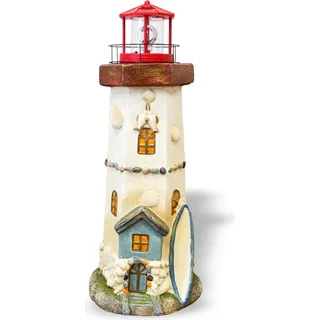 Leuchtturm mit Solar-Rundum-Leuchte rot, Gartendekoration - Rot