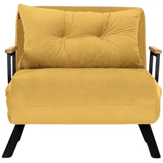 Calicosy Sessel mit Stoffbezug und Metallfüßen, umwandelbar 67/50/41 cm , Gelb , 50x41x60 cm , Wohnzimmer, Sofas & Couches, Schlafsofas, Schlafsessel