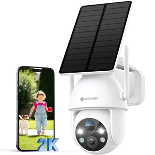 YESYAMO 2K Überwachungskamera Aussen Akku, 355°/90° Pan Tilt WLAN Kamera | Farbnachtsicht, solar Kamera Überwachung außen, PIR Bewegungsmelder, Cloud/SD Storage, 2-Wege-Audio, 2,4 GHz WLAN, weiß