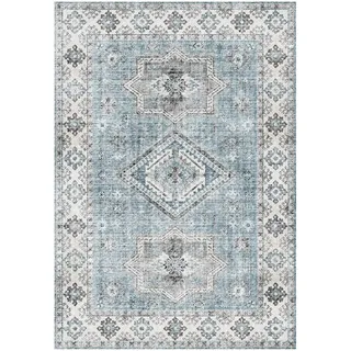 Rugs Essentials Designteppich Vintage Print Blau, Wohnzimmerteppich - Schlafzimmerteppich, Antikes Medaillon, Maschinengewebt aus 100% Polyester, 200x290 cm, Beige - Blau