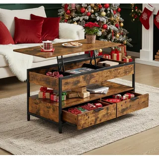 VASAGLE Couchtisch braun 100,0 x 50,0 x 48,0 - 63,0 cm