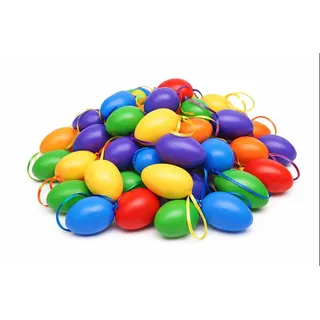 KAMACA 48er Set Bunte Ostereier aus Kunststoff zum Aufhängen – Ø 6 cm – Wetterfeste Osterdeko für Außen & Innen – Kunststoffeier für Garten, Balkon & Osterstrauß – Inklusive Aufhänger
