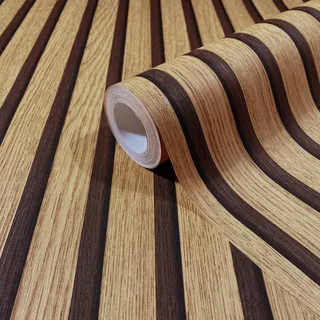 marburg Tapete Holzoptik Hell Braun Akkustikpaneele 3D Effekt Vliestapete Wohnzimmer Schlafzimmer 6 x 0,53m Made in Germany