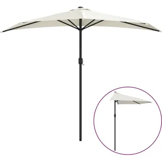vidaXL Balkon-Sonnenschirm mit Alu-Mast Sandfarben 270x144 cm Halbrund - Beige