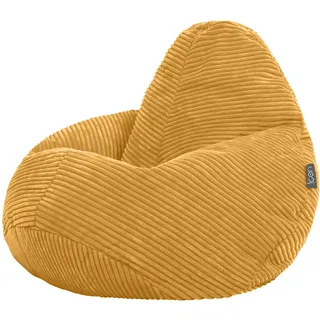 I.C.O.N. Icon Dalton Sitzsack Kinder, Gelb, Flauschiger Cord Stoff, Sitzsack Cord mit Füllung, Bequemer Kinder Gaming Sessel, Kuschelsessel, Lese Sessel, Schlafzimmer, Kinderzimmer, Spielzimmer
