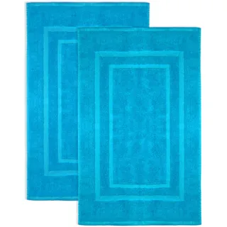 NatureMark 2er Pack Badvorleger | Premium Qualität | 100% Baumwolle | 50 x 80 cm | Duschvorleger Duschmatte Doppelpack | Farbe: Türkis