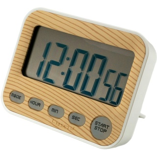 Intirilife Digitaler Timer in Holz - Optik - 9 x 3 x 7 cm - Küchenuhr Kurzzeitmesser Eieruhr in Holzoptik mit LCD Display - Stoppuhr Küchentimer Wecker Alarm Uhr Kochuhr