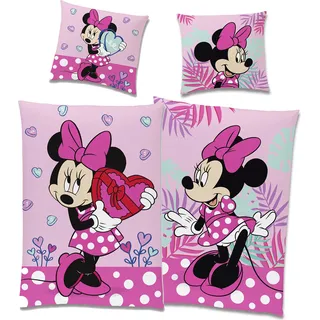 Minnie Mouse Herz Bettwäsche Linon / Renforcé - Rosa