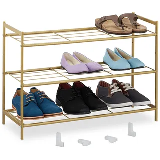Relaxdays Schuhregal 70 x 50 x 26 cm offen / gelb/gold