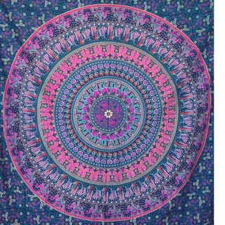 MOMOMUS Wandteppich Mandala, Großformat 210 x 230 cm, Lila A | Wandbehang für große Wände: einseitig bedrucktes Mandala-Tuch mit leichtem Fall; mit Nägeln, Haken oder Klammern aufzuhängen