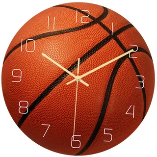 Artibetter Vintage Ball-Design Wanduhr - Retro Basketball-Dekor für Kinderzimmer - HeimKunst Stille 3D FußballUhrwerk