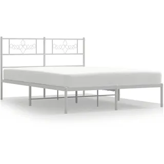 vidaXL Bettgestell mit Kopfteil Metall Weiß 120x190 cm - Weiß