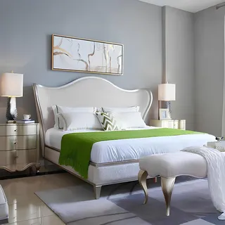 Doppelbett Holzbett Chesterfield Ehebett Bettgestell 180x200cm Bett Design Neu - Weiß