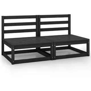 vidaXL Gartensofa 2-Sitzer Loungesofa schwarz