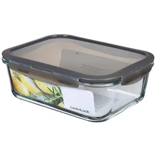 LocknLock OVEN GLASS Frischhaltedosen Glas mit Deckel | 2L | 25,1 x 18,9 x 8,8 cm | Borosilikatglas bis 400°C ofenfest | 100 % luft- und wasserdicht | Spülmaschinenfest | Kühlschrank Organizer