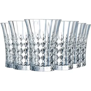 Cristal d'Arques Paris, Trinkgläser, Lady Diamond, 36 cl, 6er Set | Bleifreies Kristallglas, Wassergläser für Saft, Cola und Longdrinks, spülmaschinenfest, dauerhafter Glanz, stoßfest im Alltag
