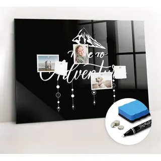Magnetische Wandnotiztafel - Weißer Marker + Schwamm + Magnete 100 x 70 cm - Abenteuer - Schwarz