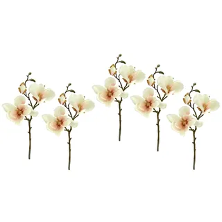 I.GE.A. Kunstzweig "Magnolienzweig künstlich" 5er Set Kunstblumen Magnolie Blume Seidenblumen Deko Frühling Hochzeit, weiß, rosa