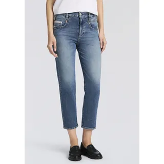 5-Pocket-Jeans HERRLICHER "Breezy Straight Denim", Damen, Gr. 27, Länge 32, happy blau, Denim/Jeans, Obermaterial: 99% Baumwolle, 1% Elasthan, straight fit 7/8-Länge, Jeans 5-Pocket-Jeans, Cropped