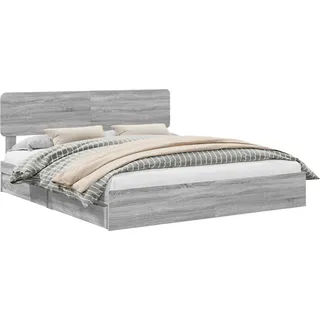 vidaXL Aufbewahrungsbett Graues Sonoma 200 x 200 cm Holzwerkstoff - Grau