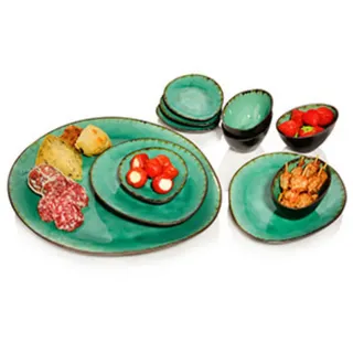 Sänger Servierplatten SET Palm Beach - 11 teilig aus Steingut , Keramik , 11-teilig , 16.5x32x38 cm , kratzfest , Geschirr, Tischkultur & Serviergeschirr, Servierplatten