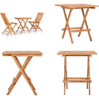 vidaXL 3 tlg. Bistro Set Klappbar Teak Massivholz - Gartenmöbel - Bistroset - Bistrosets - Gartenset - Braun