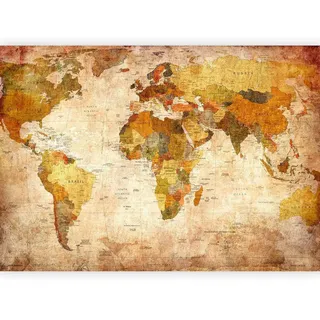 artgeist Fototapete , Braun, Beige , Textil , Weltkarte , 350x245 cm , Ce , Tapeten & Wandverkleidungen, Fototapeten