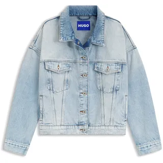 Jeansjacke HUGO BLUE "Lou", Herren, Gr. XXL, turquoise, aqua 445, Denim/Jeans, Obermaterial: 100% Baumwolle, unifarben, normal, angesetztes Bündchen, Jacken Jeansjacke, Boxy, leicht oversized