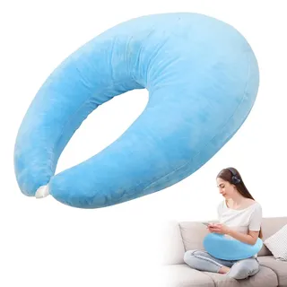 LOMUG Ergonomisches Kissen Nackenhörnchen Erwachsene für kreative Momente, Häkelkissen Stützkissen, Ergonomisches Gaming Armkissen, Leicht, Tragbar, Lindert Verspannungen (Blau)