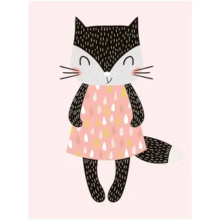 Lüttenhütt Leinwandbild »Katze« Katze   Katzenbilder   Kind   Tiere Premium-Leinwandstoff, Handarbeit aus Deutschland, Kindermotiv, rosa