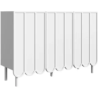 Urban Meuble Sideboard mit 3 Türen & 3 Schubladen, Weiß & Holzoptik, 160 x 40 x 80 cm , Holzwerkstoff, Metall , Rechteckig , 120x80x35 cm , Kleinmöbel, Kommoden, Sideboards