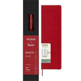 Moleskine x Kaweco Tintenroller, Farbe Rot + Wochenplaner 2023-2024, 18-Monate-Kalender, Akademischer Terminkalender, Hardcover-Wochenplaner, Großformat 13 x 21 cm, Farbe: Kaminrot