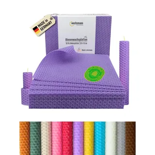 Wachsmann 20 Bienenwachsplatten aus Deutschland, lila, Wachsplatten 20 x 15 cm, Bienenwachs Kerzen selber Machen, Kerzenwachs